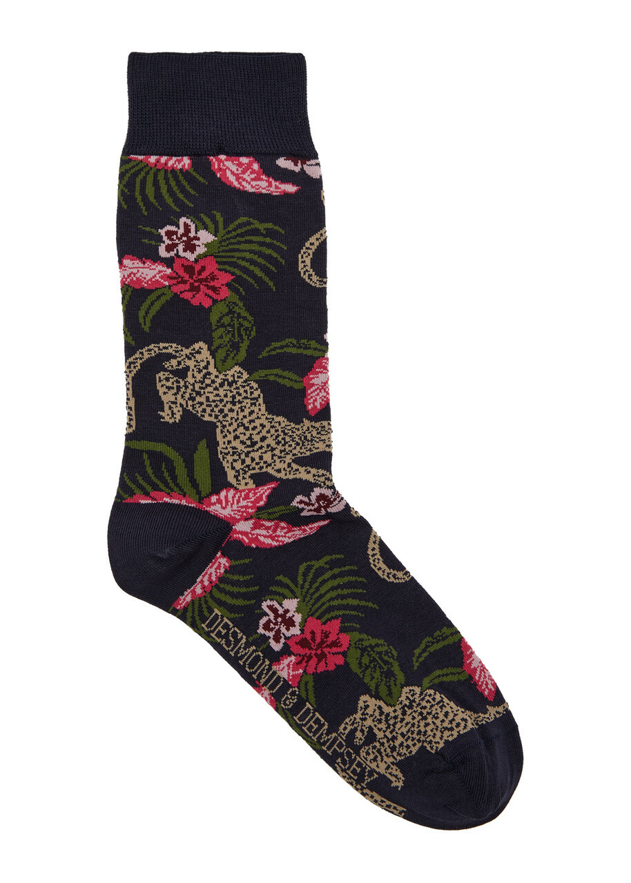 Desmond & Dempsey Soleia Cotton-blend Socks Navy