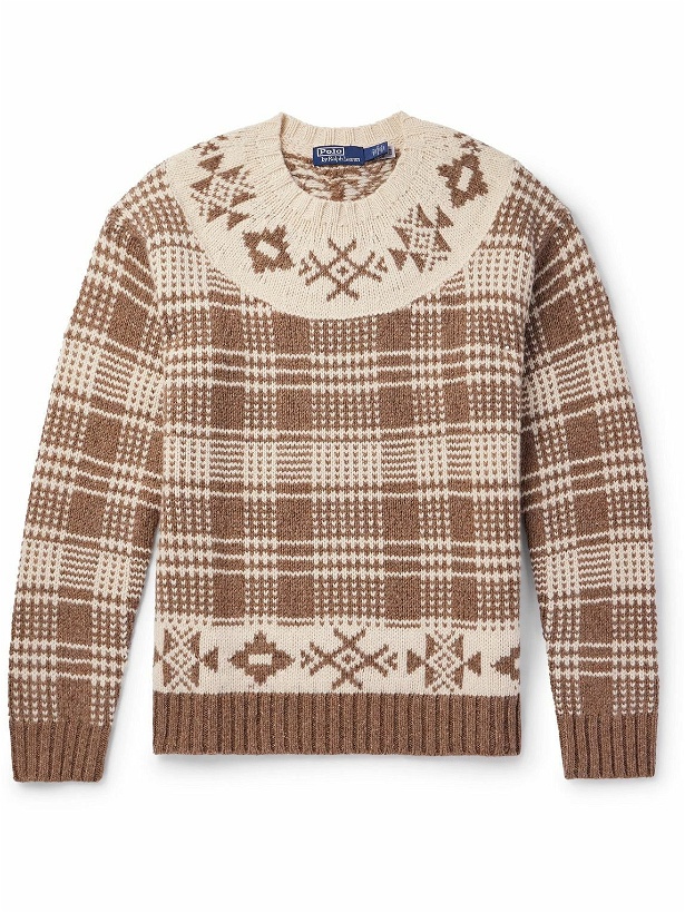 Photo: Polo Ralph Lauren - Checked Wool and Linen-Blend Sweater - Neutrals