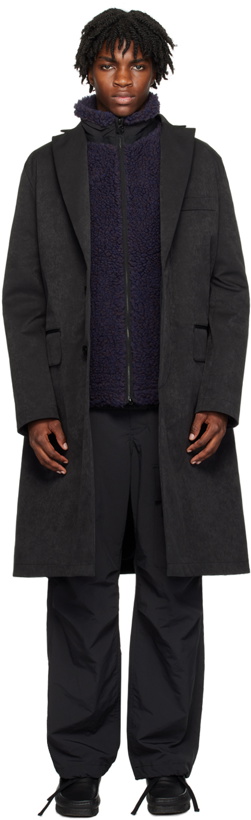 Photo: sacai Black Mix Faux-Suede Coat