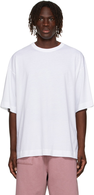 Photo: Dries Van Noten White Supima Cotton Dropped Sleeve T-Shirt