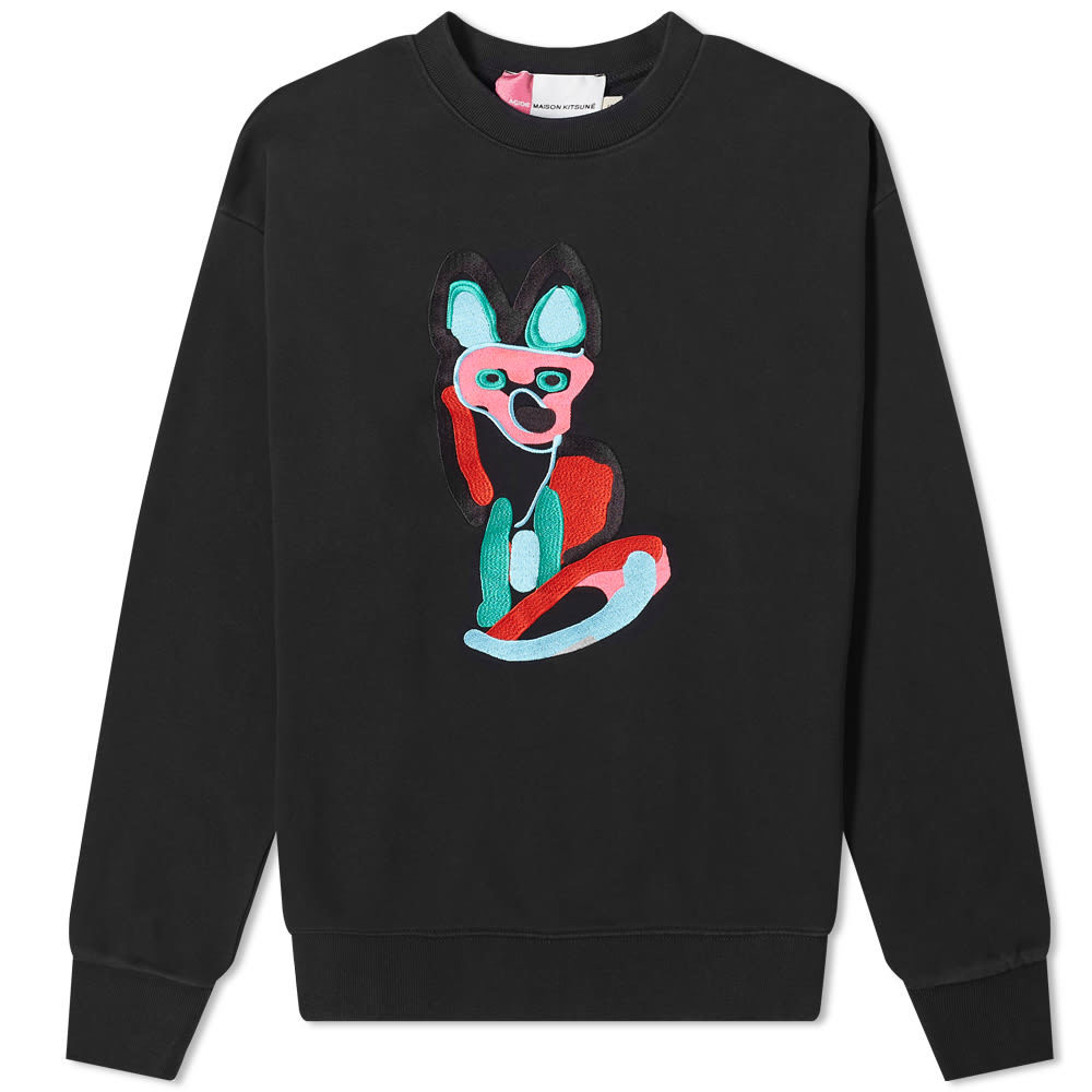 Maison Kitsuné Acide Embroidered Crew Sweat Maison Kitsune