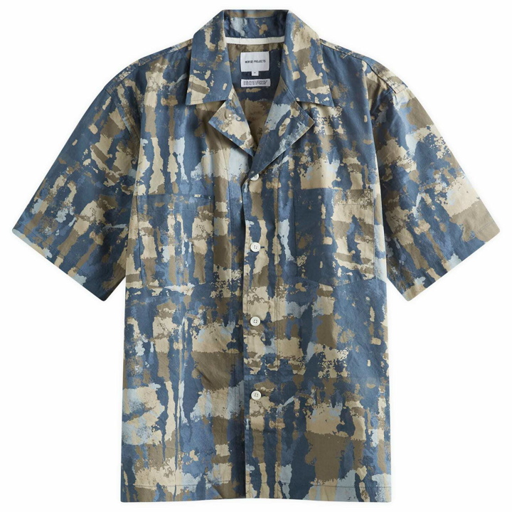 Photo: Norse Projects Men's Mads Print Vacation Shirt in Steel Blue