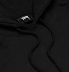 Stüssy - Printed Fleece-Back Cotton-Blend Jersey Hoodie - Black