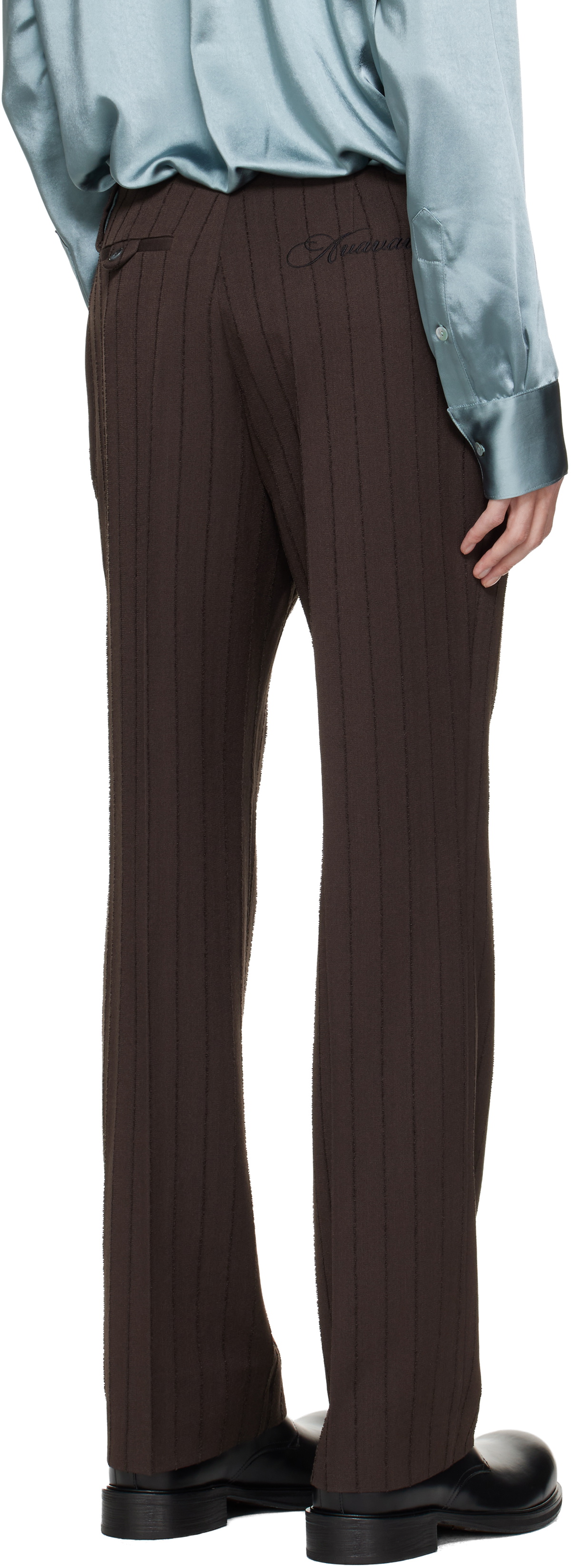 AVAVAV Brown Pinstripe Tailored Trousers