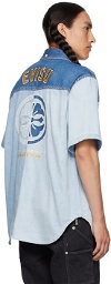 Evisu Blue Kamon Denim Shirt