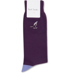 Paul Smith - Embroidered Cotton-Blend Socks - Purple