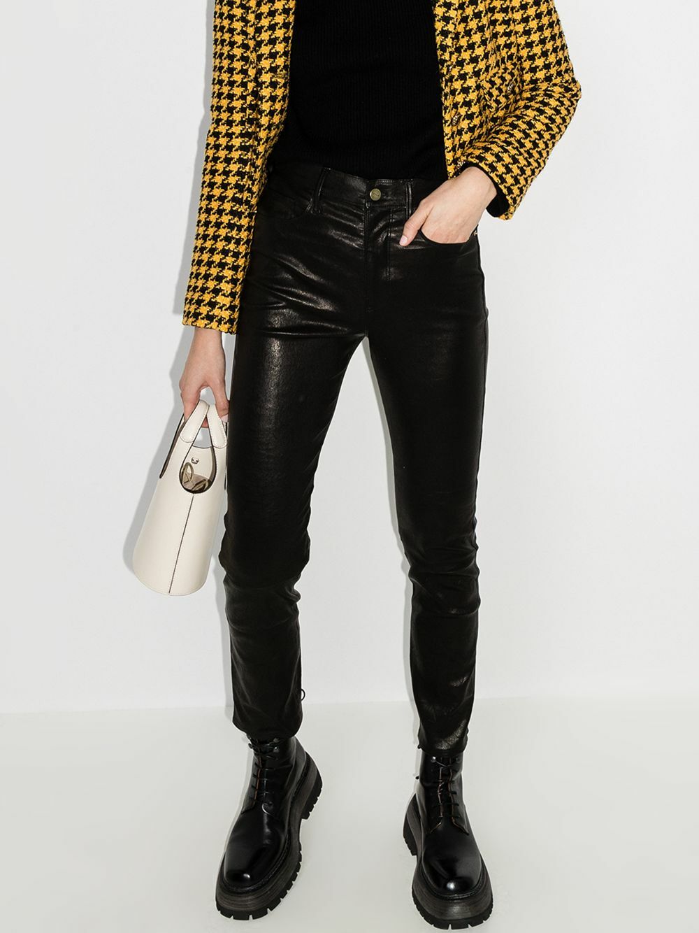 FRAME Le Sylvie High Waist Leather Trousers Frame Denim
