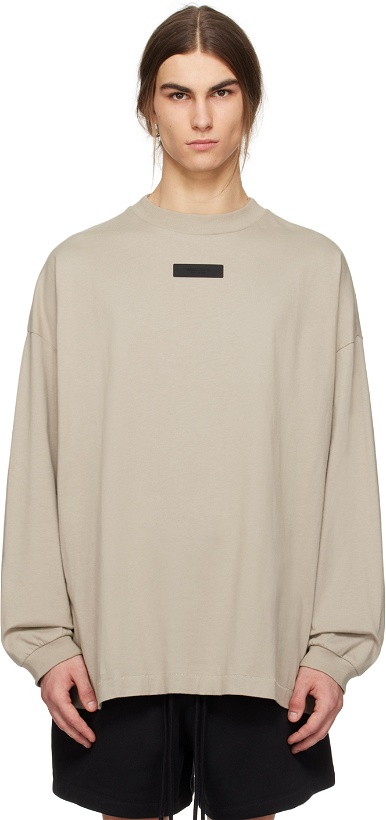 Photo: Fear of God ESSENTIALS Gray Patch Long Sleeve T-Shirt