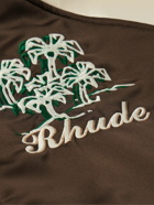 Rhude - Logo-Embroidered Colour-Block Satin Bomber Jacket - Brown