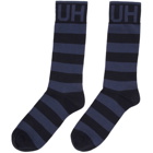 Hugo Two-Pack Navy Stripe Logo Socks