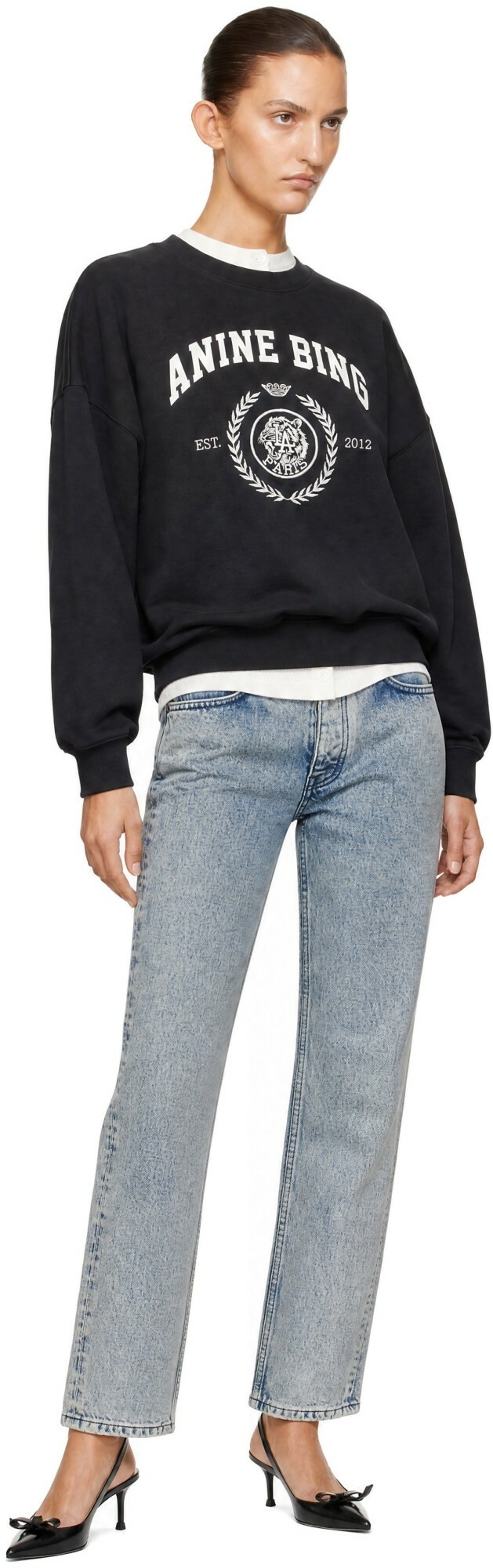 ANINE BING Black Miles Collegiate Sweatshirt