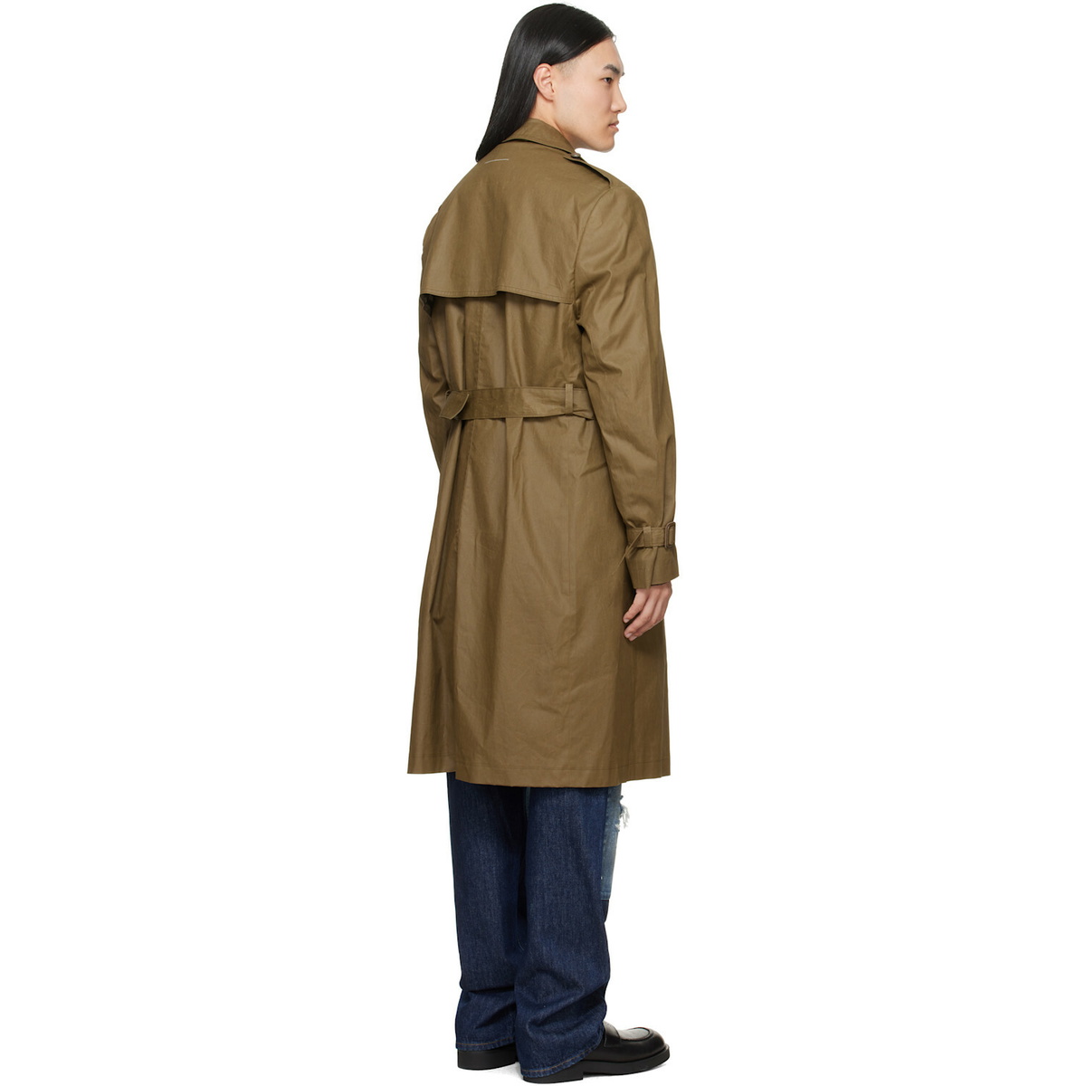 MM6 Maison Margiela Khaki Coated Cotton Trench Coat