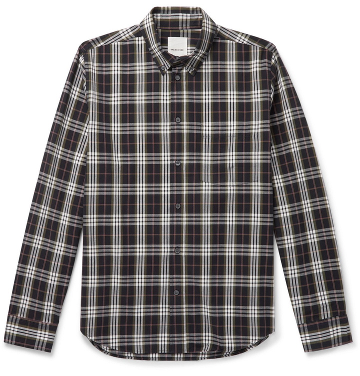 Photo: Wood Wood - Andrew Button-Down Collar Checked Organic Cotton-Flannel Shirt - Green