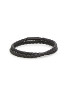 Tateossian Chelsea Double-wrap Black Leather Bracelet