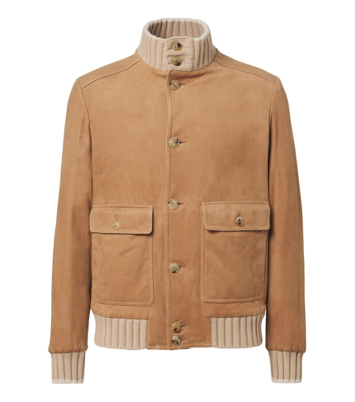 Photo: Fedeli Cashmere-trimmed suede jacket
