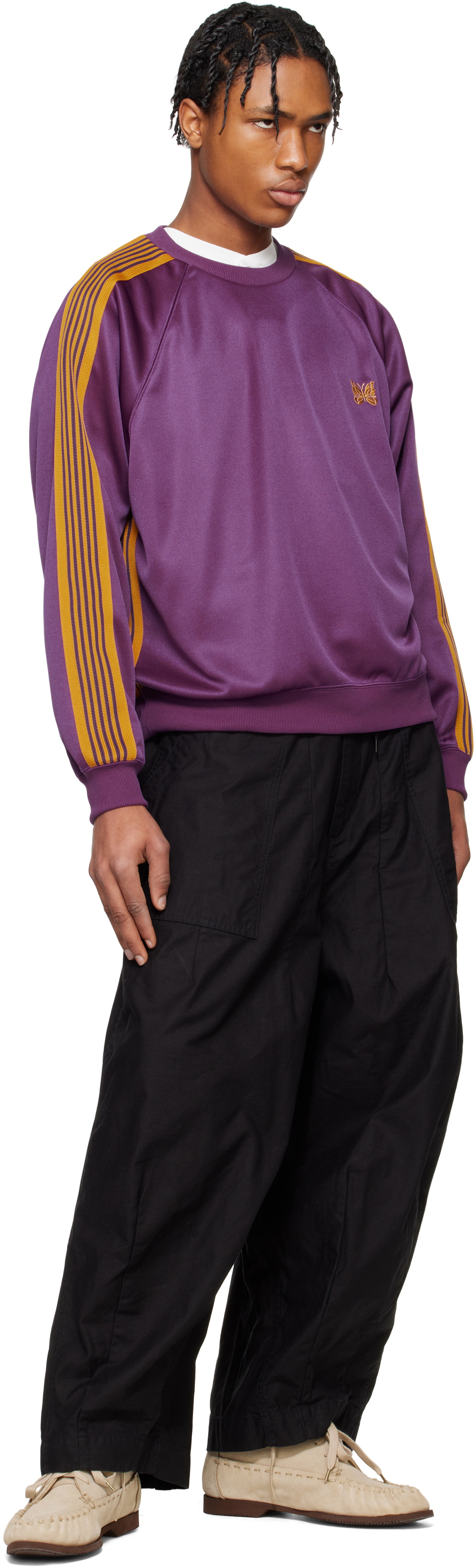 Needles×JEANS FACTORY 別注 Track Crew Neck NEEDLES Purple Track Crew Neck Sweatshirt Needles