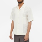 Maison Margiela Men's Embroidered Logo Vacation Shirt in Ivory