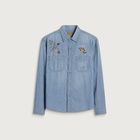 Human Made Men's Embroidered Chambray Shirt in Blue