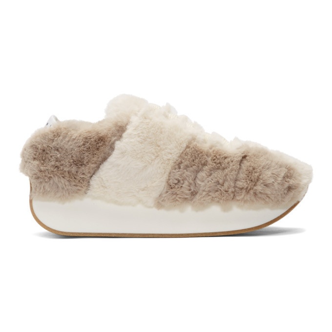 Photo: Marni Dance Bunny Off-White and Grey Faux-Fur Bigfoot Sneakers