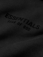 Fear of God Essentials Kids - Logo-Flocked Cotton-Blend Jersey Hoodie - Black
