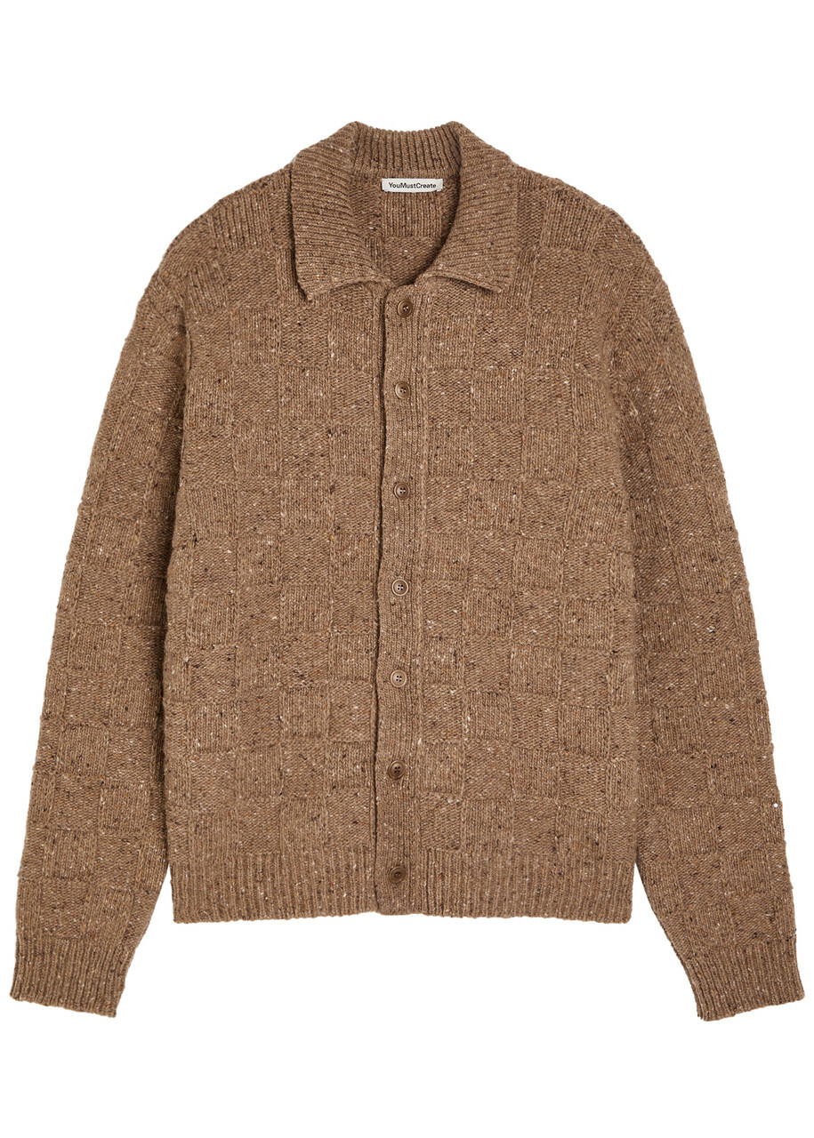 Ymc Rat Pack Wool-blend Cardigan Taupe