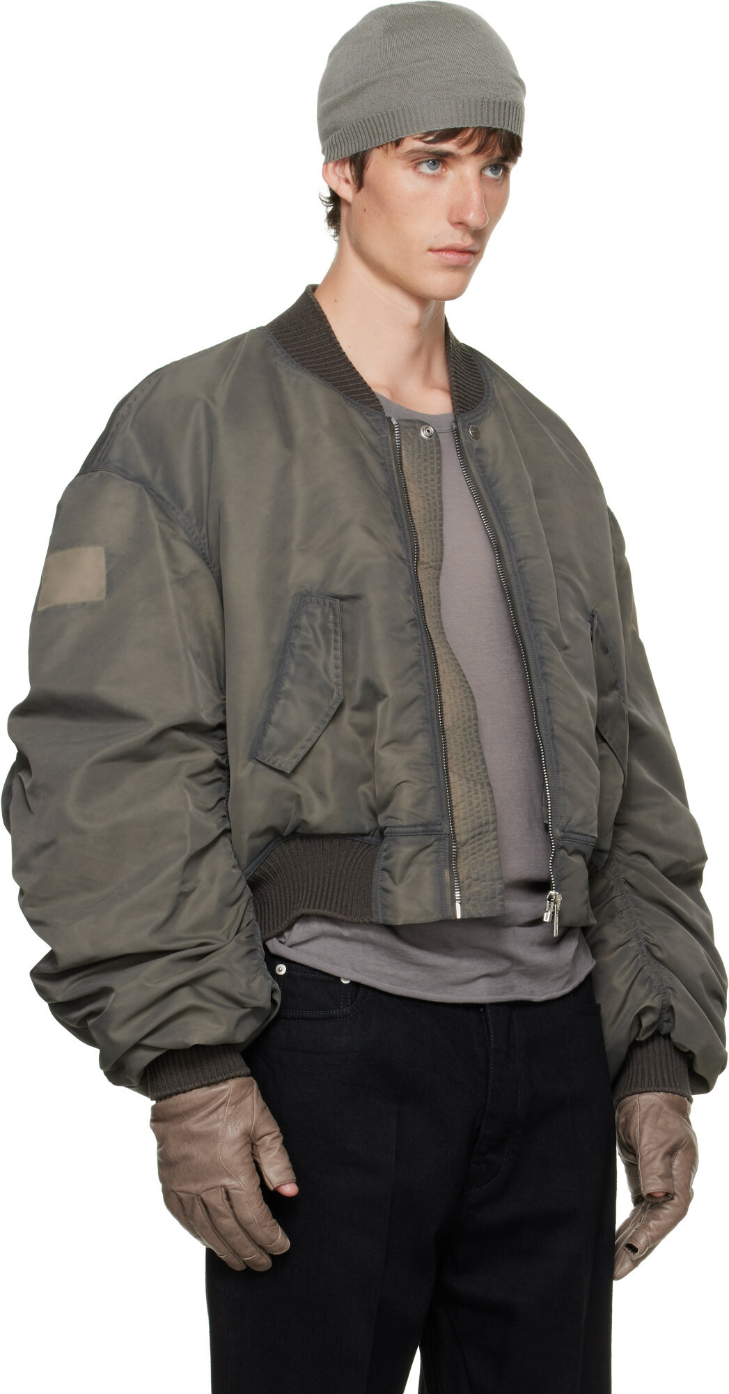 Rick Owens Gray Tower Secchia Flight Jacket