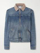 FRAME - Corduroy Trimmed Cotton and Lyocell-blend Denim Jacket - Blue