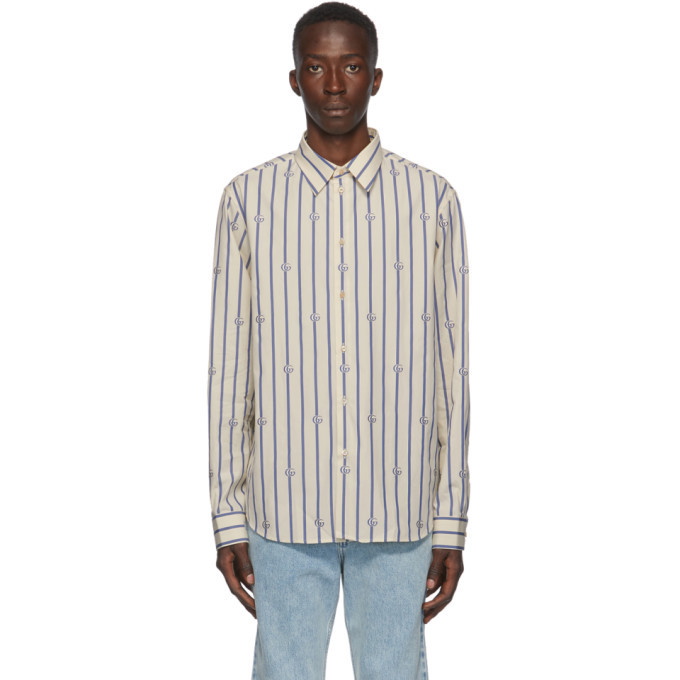 Photo: Gucci Blue and White Poplin Striped Shirt