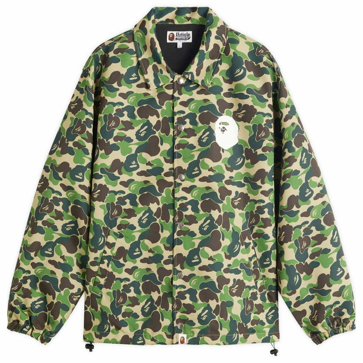 Photo: A Bathing Ape Men's Abc Camo Nyc Logo Coach Jacket in Green