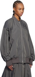 YOHJI YAMAMOTO Gray R-Belted Bomber Jacket