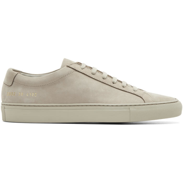 Photo: Common Projects Taupe Nubuck Original Achilles Low Sneakers