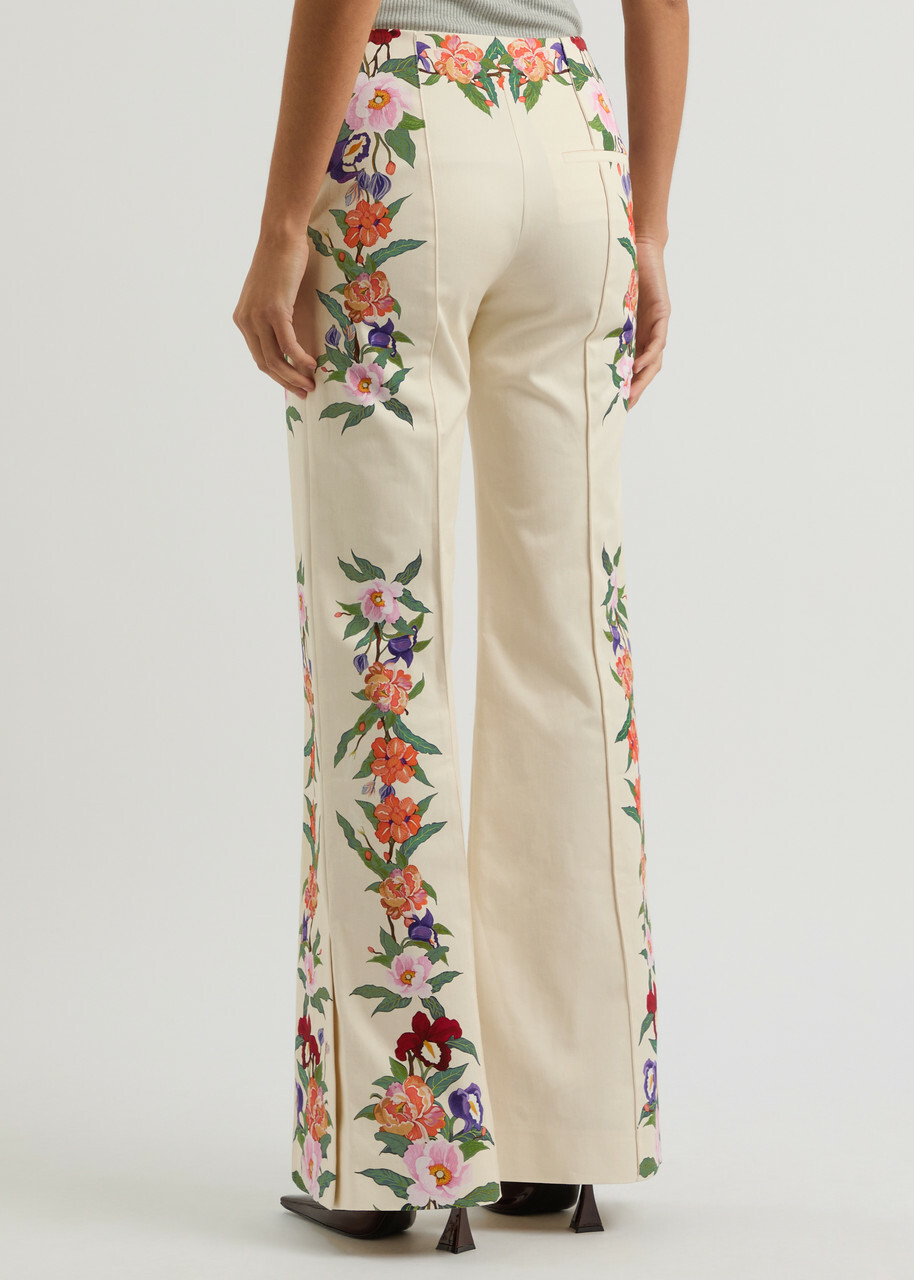 Borgo DE Nor Morgan Floral-print Stretch-cotton Trousers Cream