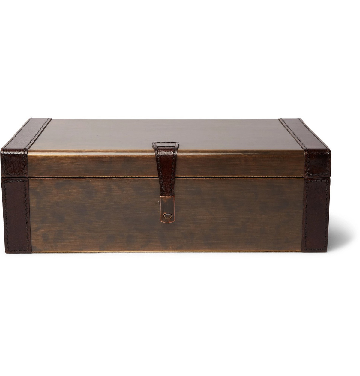 Ben Soleimani - Leather-Trimmed Bronze Cufflink Box - Brown