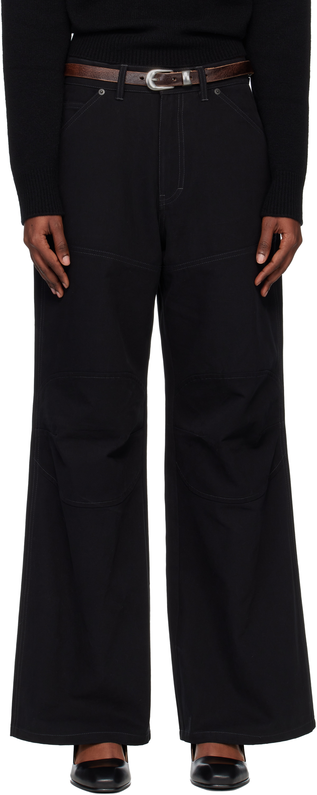 TONYWACK Black Oversized Wide-Leg Denim Jeans