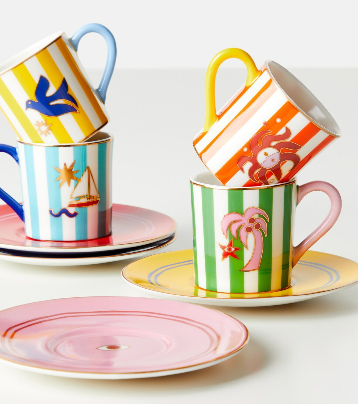 Jonathan Adler Playa set of 4 porcelain espresso cups