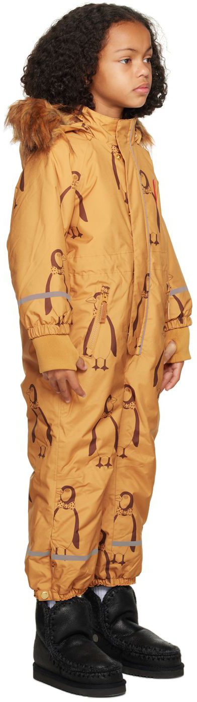 Mini Rodini Kids Beige Penguin Kebnekaise Snowsuit Mini Rodini