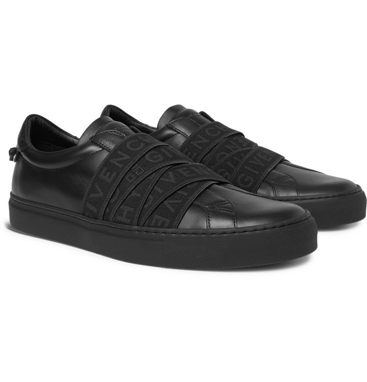Photo: Givenchy - Urban Street Logo-Jacquard Leather Slip-On Sneakers - Black