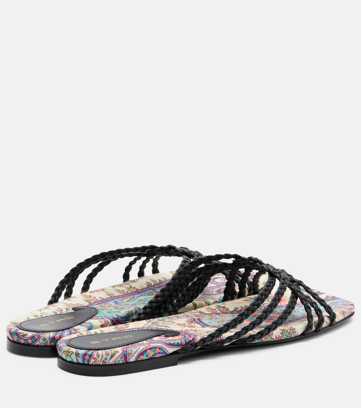 Etro Canvas-trimmed printed leather slides