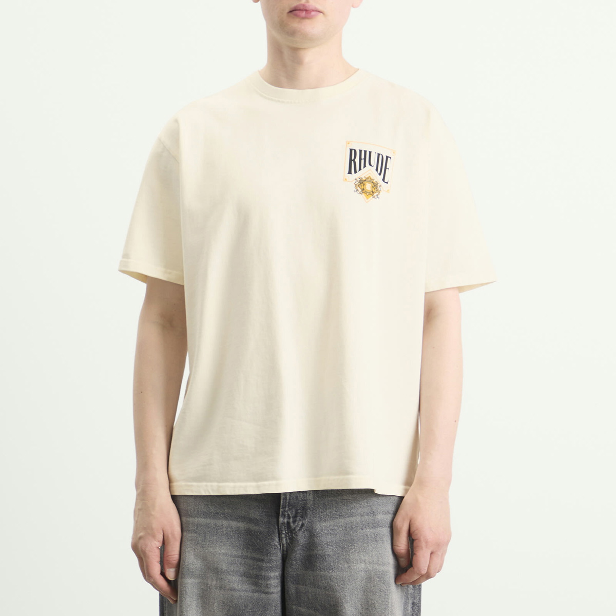 Rhude Men's Playing Card T-Shirt in Vintage White/Yellow