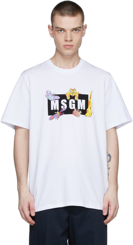 Photo: MSGM White Cotton T-Shirt