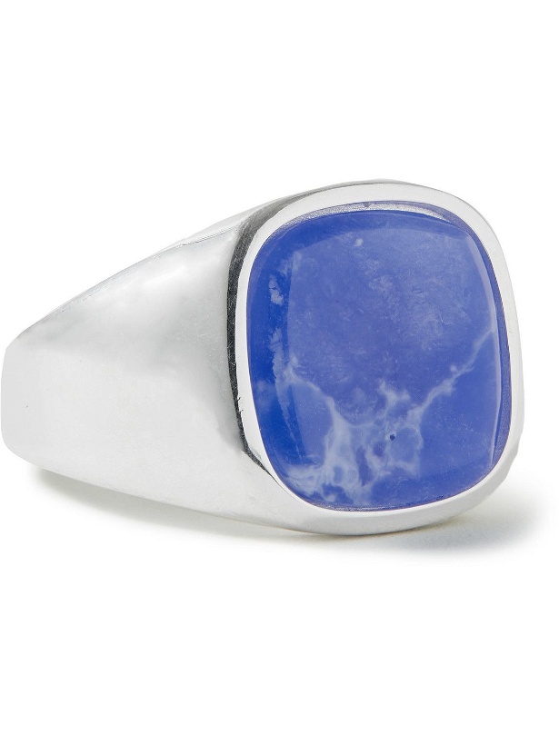 Photo: Hatton Labs - Ocean Sterling Silver, Resin and Sapphire Signet Ring - Silver