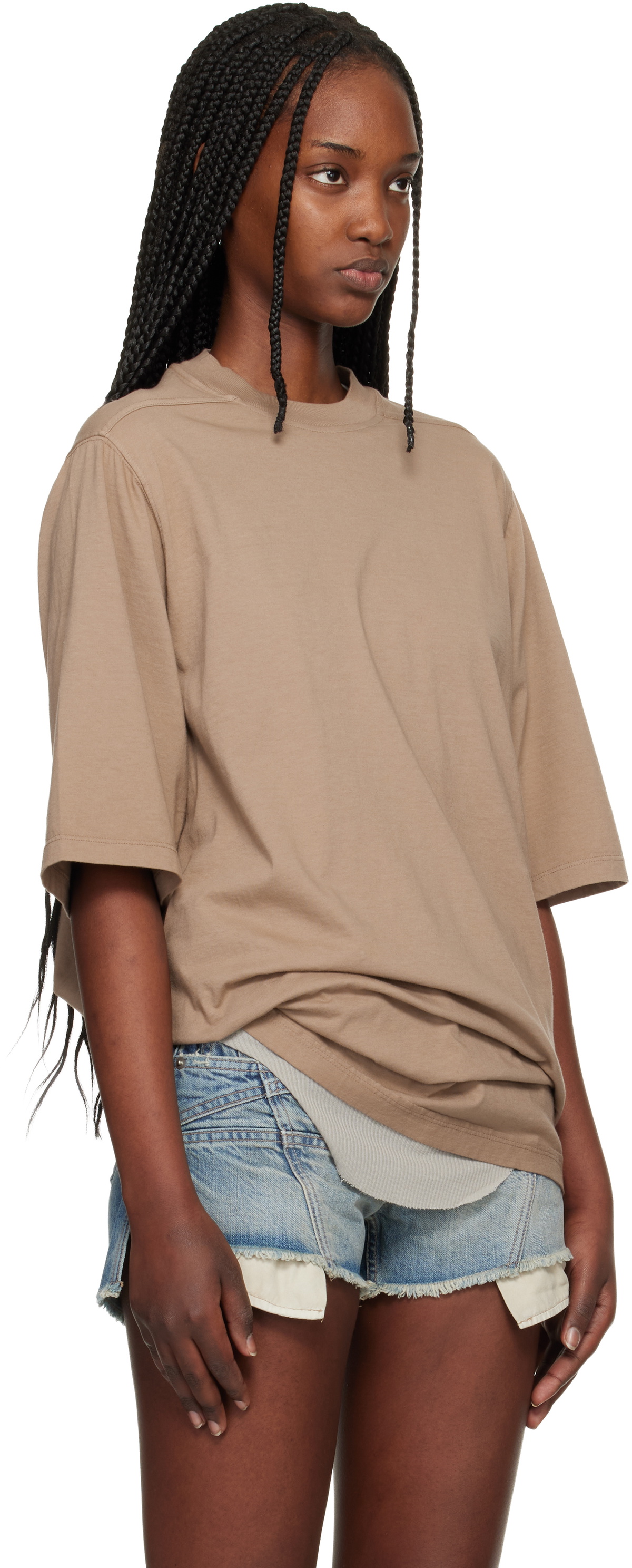 Rick Owens DRKSHDW Tan Temple Jumbo SS T-shirt