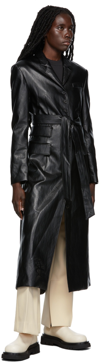 Recto Black Vegan Leather Slim Coat Recto