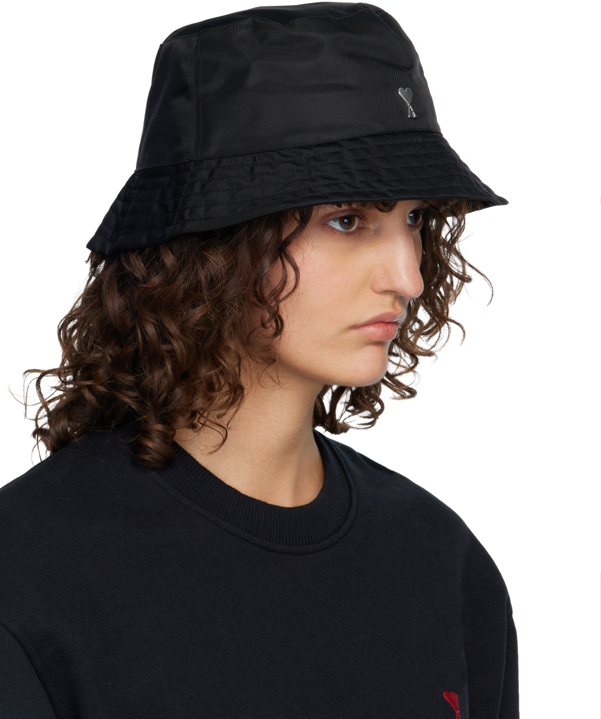 AMI Paris Black Ami de Coeur Stud Bucket Hat