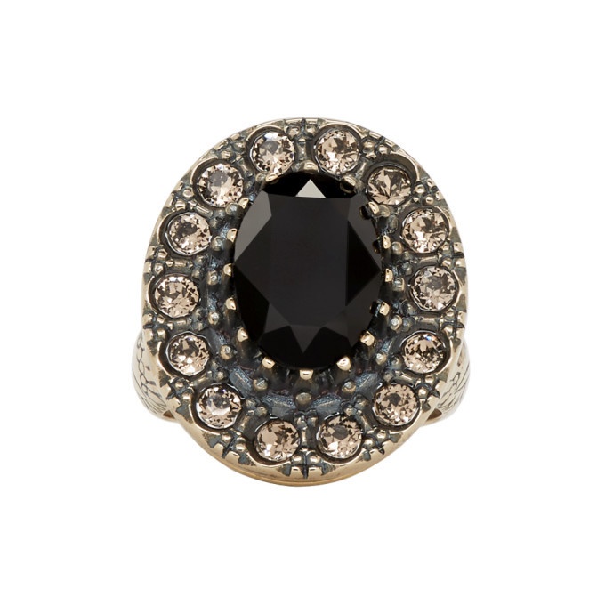 Photo: Alexander McQueen Gold and Black Jewelled Ring