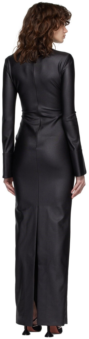alexander wang long dress long sleeve loungewear dress in ribbed cotton in WASHED BLACK