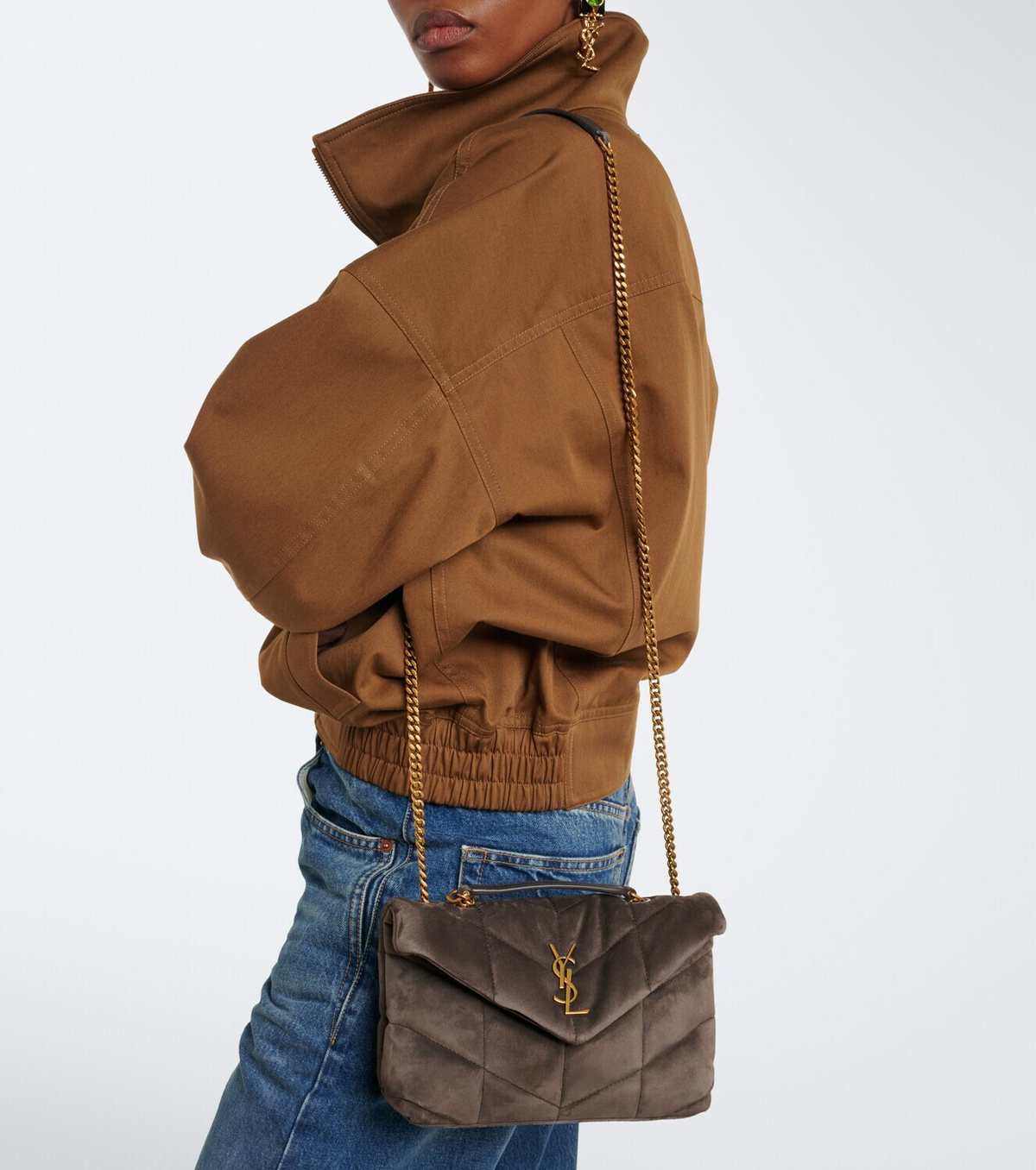 Saint Laurent Toy Puffer quilted suede shoulder bag
