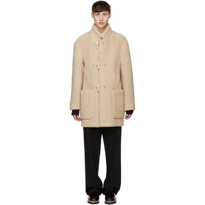 Photo: Lemaire Beige Faux-Shearling Gloverall Edition Duffle Coat