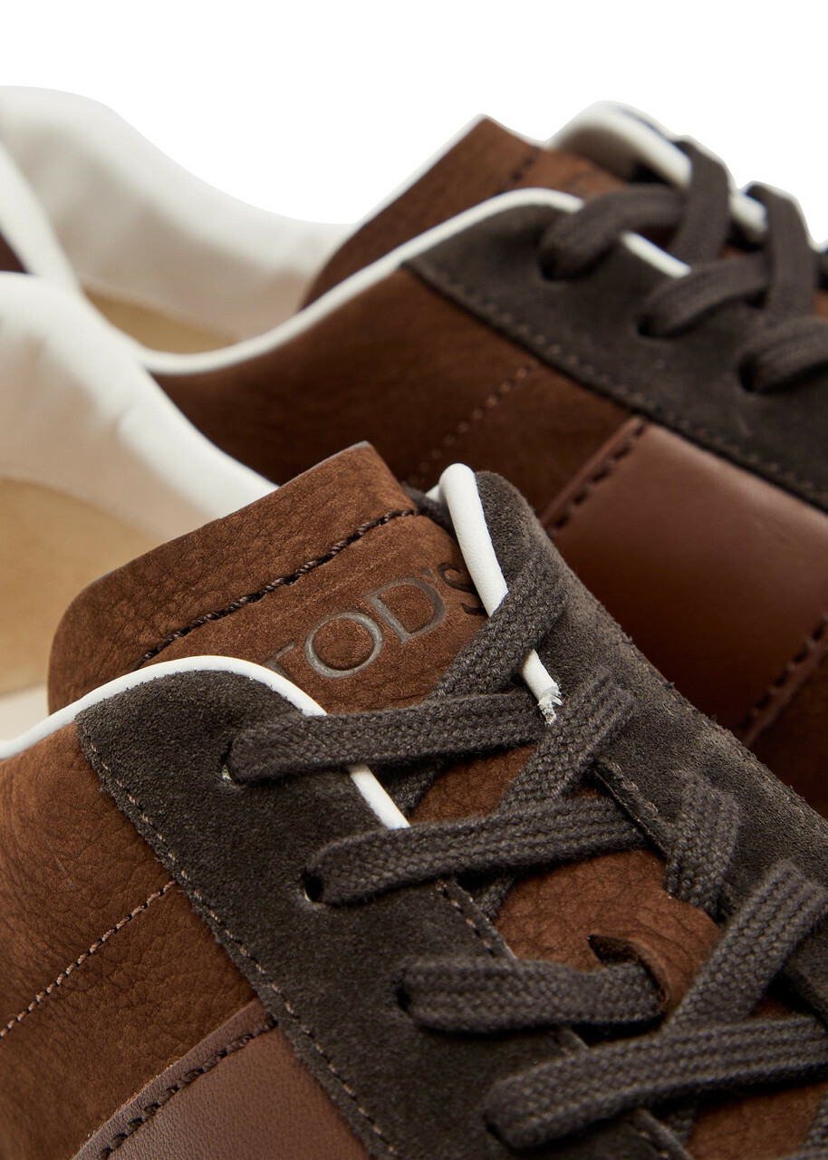 Tods Panelled Nubuck Sneakers Brown
