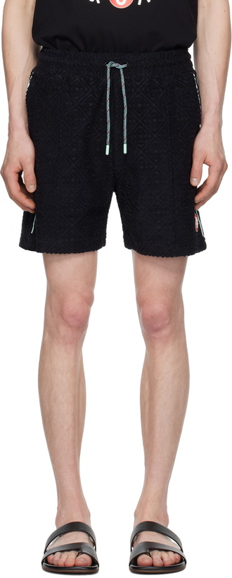Photo: Casablanca Black Monogram Jacquard Towelling Shorts